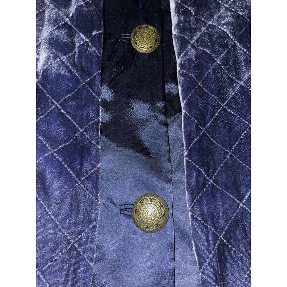 Soft Surroundings Womens Sm Silk Rayon Blue Velvet Jacket Quilted M - Picture 3 of 7
